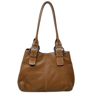 Tignanello Genuine Pebbled Leather Double Handle Shoulder Bag Purse